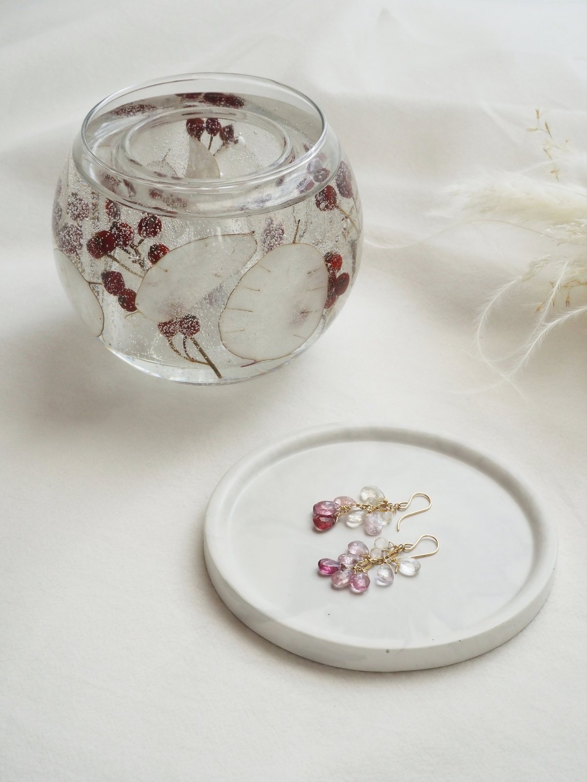 K様】ジェスモナイトトレーとボタニカルジェルランタンのセット