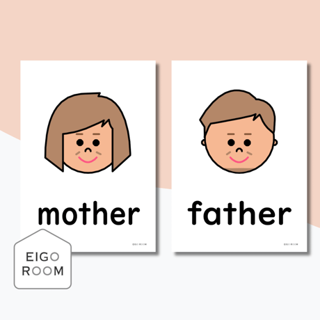 絵カード〈『Here We Go!５』完全対応◎  Family Members and Friends Flashcards 家族と友達ピクチャーカード〉 １２pages