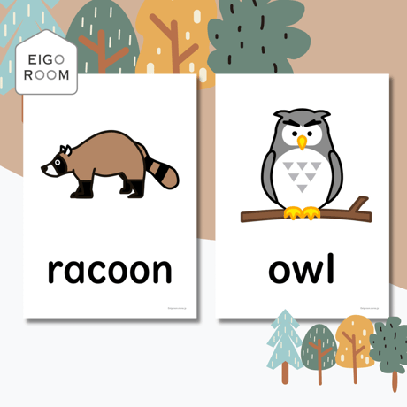 絵カード〈Forest Animals Flashcards 森の動物ピクチャーカード〉 １２pages
