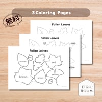 ワークシート〈Fallen Leaves Coloring Page 落ち葉のぬりえ・感謝祭〉３pages