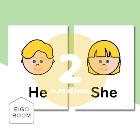 絵カード〈"He" "She" Flashcards 彼・彼女ピクチャーカード②〉 ２pages