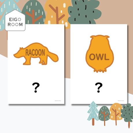 絵カード〈Forest Animal Cookies Flashcards 森の動物クッキーピクチャーカード（英語ヒント付き）〉 １２pages