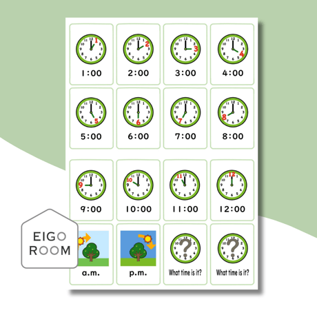 ミニカード〈Time ○○:00 Mini Cards 時間・時計・◯時ミニカード〉2sets