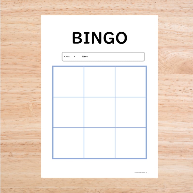 ビンゴ〈Blank BINGO Card 空白ビンゴカード 3x3〉1page | EIGO