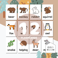 絵カード〈Forest Animals Flashcards 森の動物ピクチャーカード〉 １２pages
