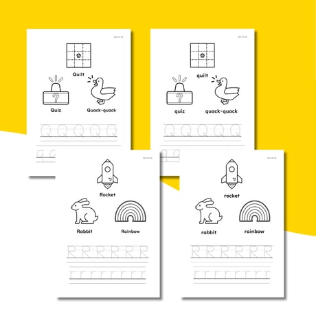 ワークシート〈Alphabet Letters Tracing Pages アルファベットなぞり書き&ぬりえワークシート〉 52pages