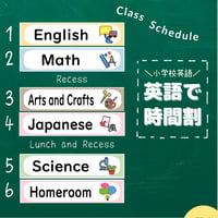 掲示用カード〈 Subjects Signs 教科 時間割 黒板掲示用カード〉 ２sets