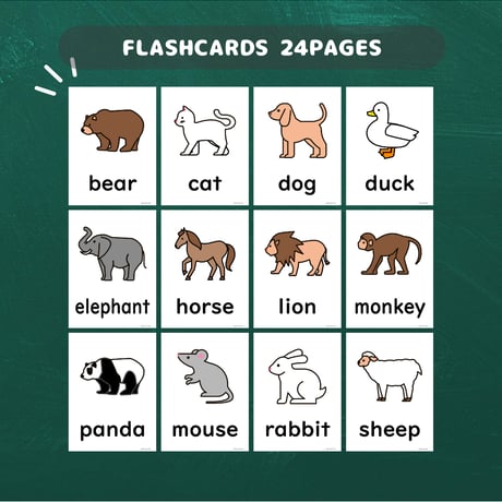 絵カード〈「たべっ子どうぶつ」モチーフ Animal Cookies Flashcards 動物クッキーピクチャーカード〉 ２４pages