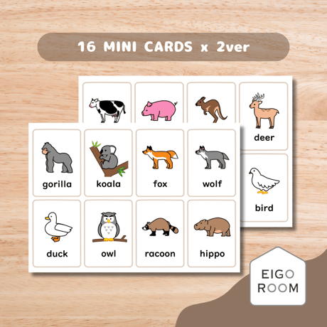 ミニカード〈Animals Mini Cards 動物ミニカード②〉１６種類２セット