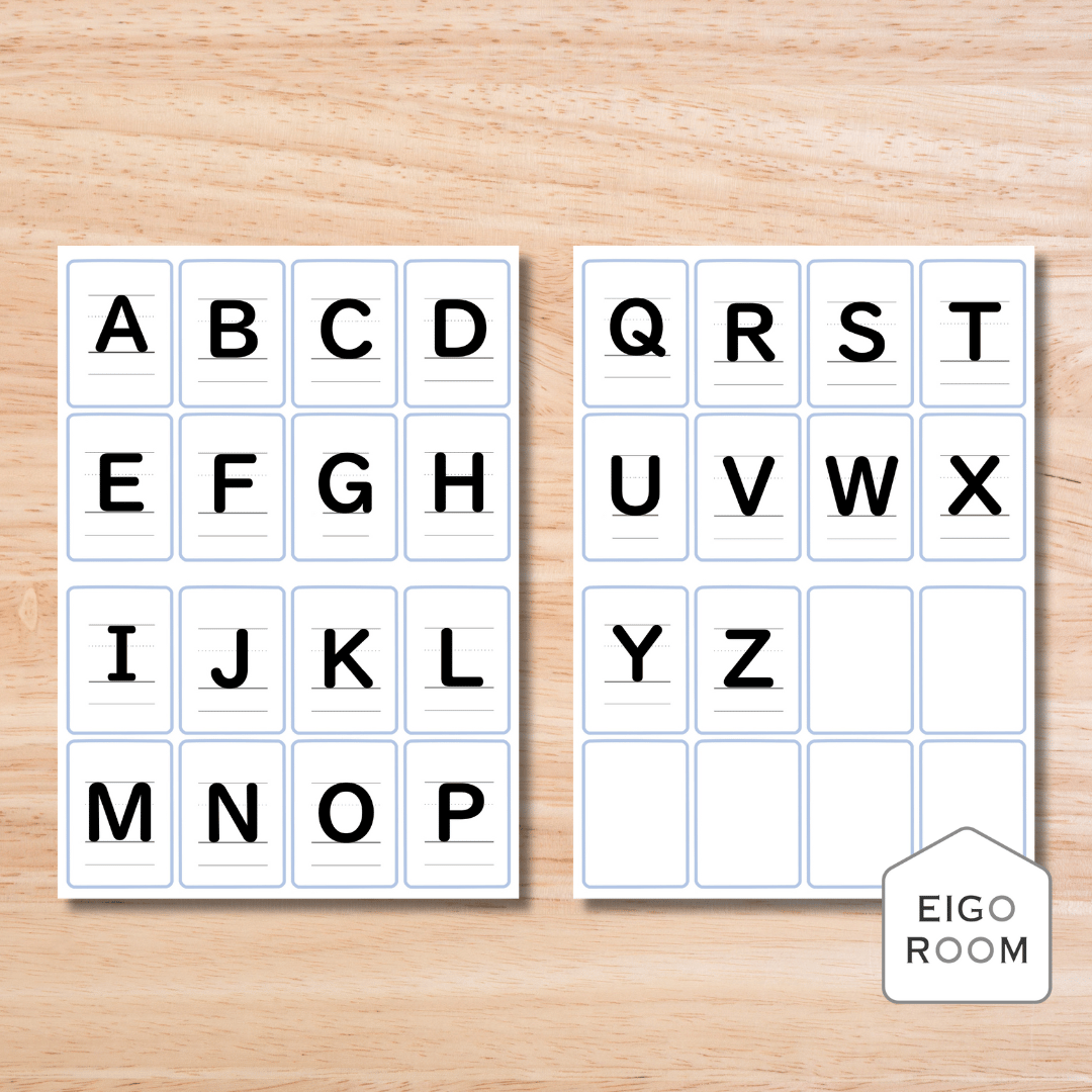 ミニカード〈Alphabet letters Mini Cards 4線付き大文字アルファベッ...