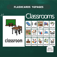 絵カード〈 Classrooms Flashcards 学校・教室ピクチャーカード〉 １６pages