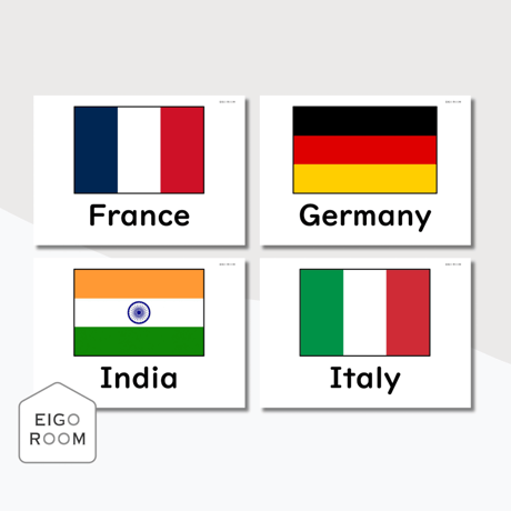 絵カード〈『Here We Go!６』完全対応◎  Country Flags Flashcards 国旗ピクチャーカード①〉 １２pages