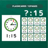 絵カード〈Time  Flashcards 時間・時計・◯:15 〇時15分ピクチャーカード〉12pages
