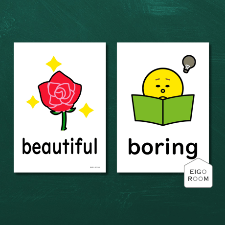 絵カード〈『Blue Sky５・６』完全対応◎  Adjectives Flashcards 性格・感想・様子など・形容詞ピクチャーカード②〉 １２pages