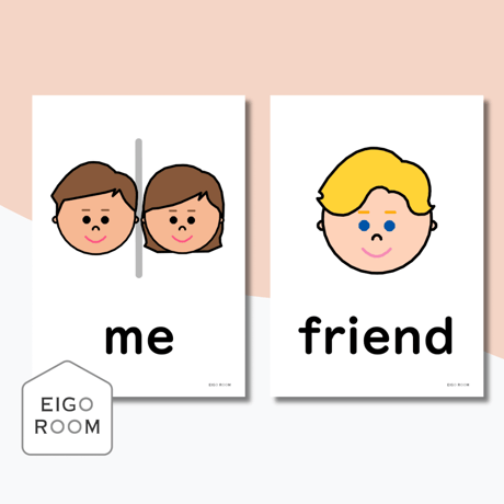 絵カード〈『Here We Go!５』完全対応◎  Family Members and Friends Flashcards 家族と友達ピクチャーカード〉 １２pages