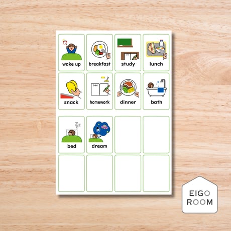 ミニカード〈『Let's try!２』完全対応◎ "My Dairy Routine" Mini Cards 〇〇Time Timeなしver ミニカード〉 １０種類２セット
