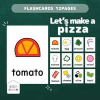 絵カード〈Make a pizza! ピザ作り・ピザトッピングピクチャーカード〉１２pages