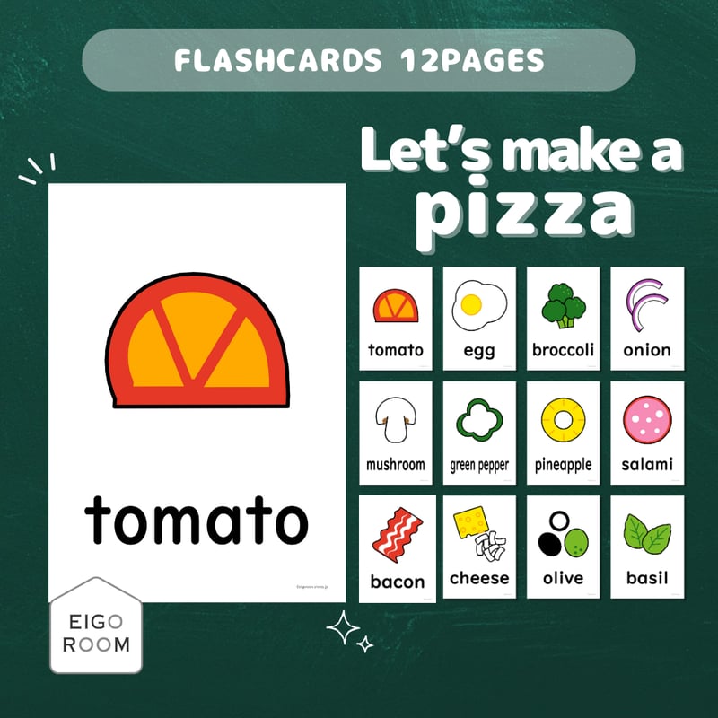 絵カード〈Make a pizza! ピザ作り・ピザトッピングピクチャー