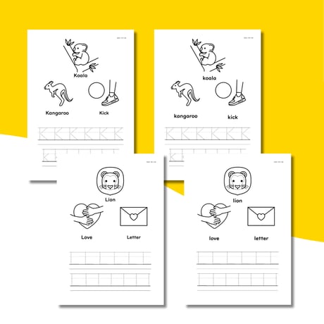 ワークシート〈Alphabet Letters Tracing Pages アルファベットなぞり書き&ぬりえワークシート〉 52pages