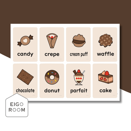 ミニカード〈Valentine’s Day Dessert Mini Cards バレンタインデザートミニカード〉 ３pages