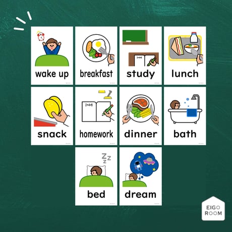 絵カード〈『Let's try!２』完全対応◎ "My Daily Routine" Flashcards 〇〇Time Timeなしver ピクチャーカード〉 １0pages