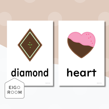 絵カード〈Chocolate Shapes Flashcards チョコレートx形ピクチャーカード〉 8pages