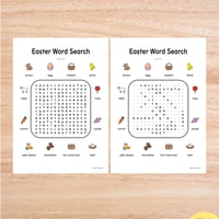 ワードサーチ〈Easter Word Search イースターの文字さがし（小文字）・答え付き〉 ２pages