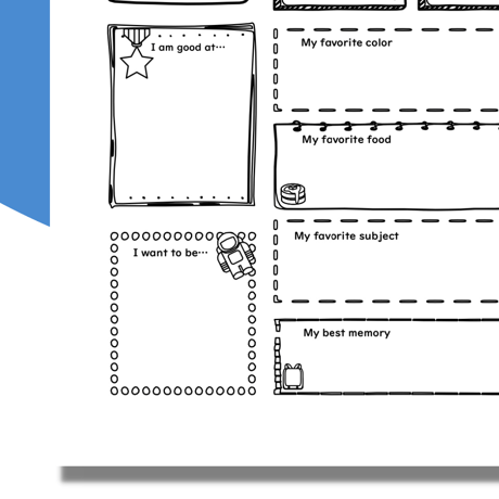 ワークシート〈All About Me for G6 ６年生（卒業文集など用）まとめワークシート①〉 １page