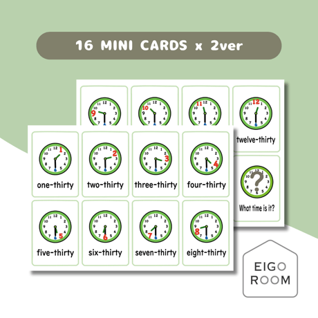 ミニカード〈Time ○○-thirty Mini Cards 時間・時計・◯時半 ミニカード〉２sets