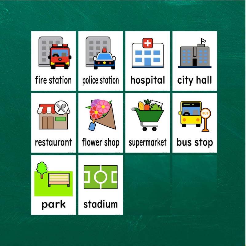 絵カード〈『Here We Go!5・6』完全対応◎ Town Flashcards 町・街・