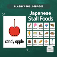 絵カード〈 Japanese Stall Foods Flashcards 日本の祭り・屋台の食べ物ピクチャーカード〉 １６pages