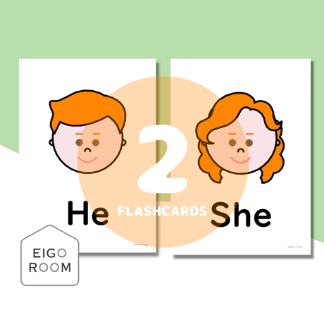 絵カード〈"He" "She" Flashcards 彼・彼女ピクチャーカード④〉 ２pages