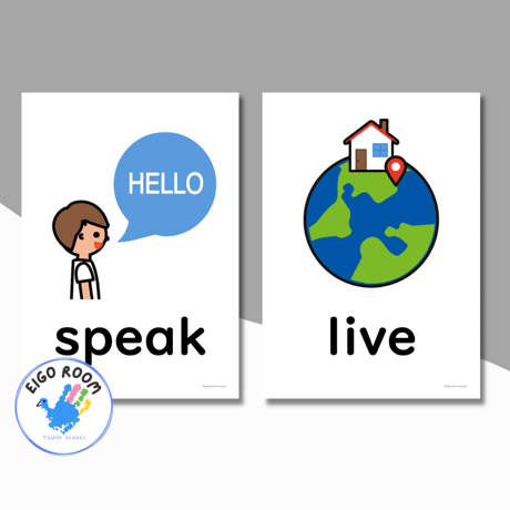 絵カード〈『New Horizon５・６』完全対応◎  Action Verbs Flashcards 動き・動作・動詞ピクチャーカード③〉 １２pages