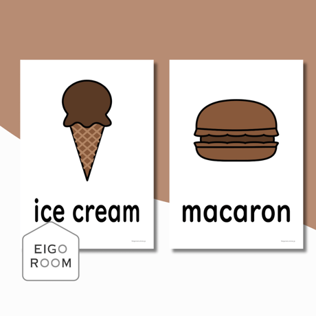 絵カード〈Valentine’s Day Dessert Flashcards バレンタインデザートピクチャーカード〉 １２pages