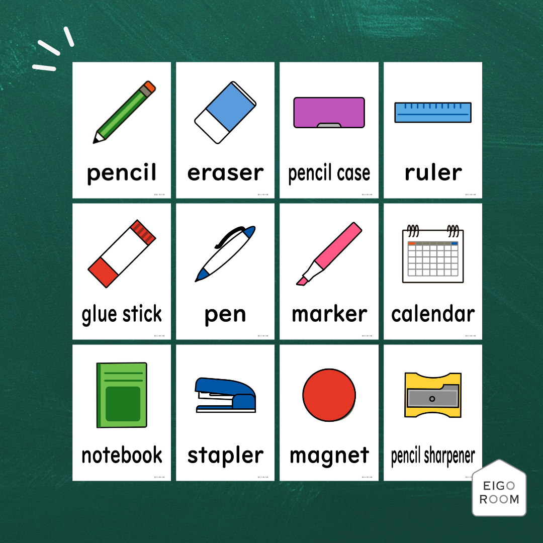 絵カード〈『Let's try!2』完全対応◎ Stationery Flashcards