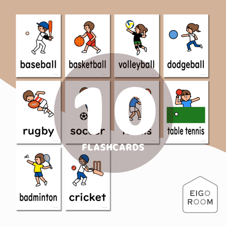 絵カード〈『New Horizon５・６』完全対応◎  Sports Flashcards スポーツピクチャーカード①〉 １０pages