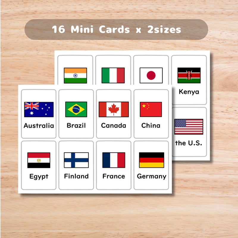 ミニカード〈Country Flags Mini Cards 国旗ミニカード〉16種類2