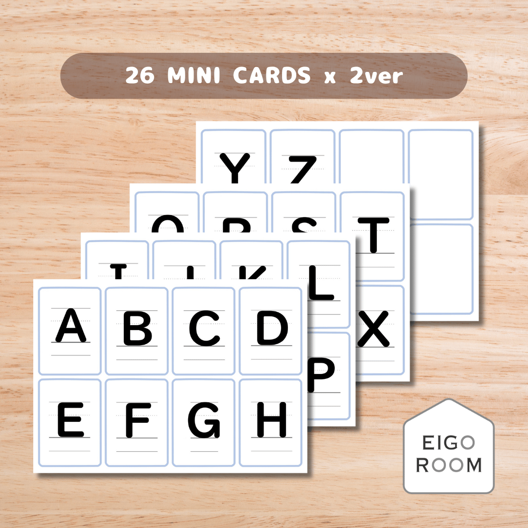 ミニカード〈Alphabet letters Mini Cards 4線付き大文字アルファベッ...