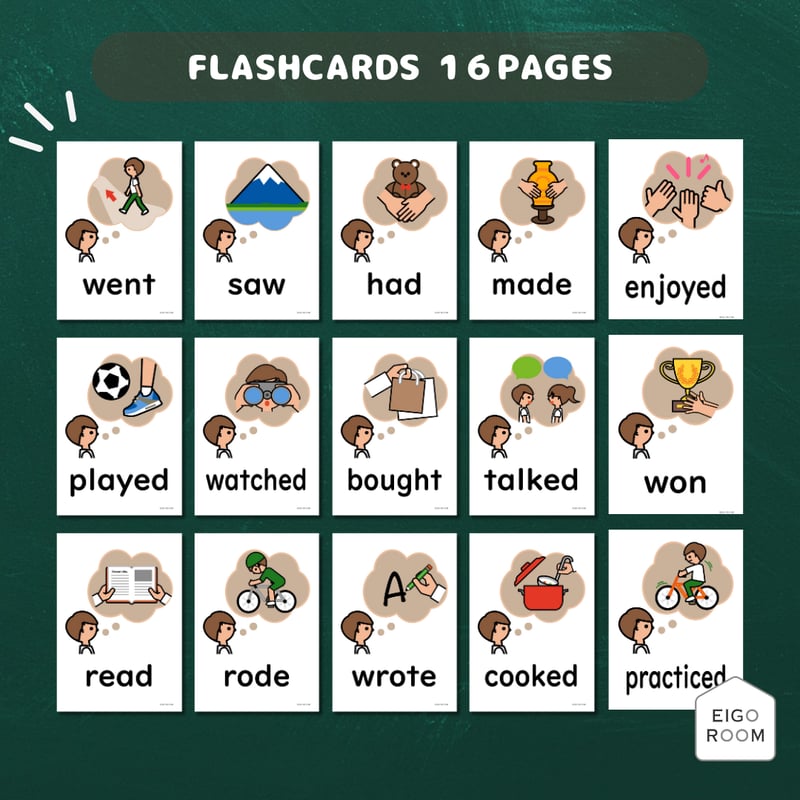 絵カード〈Past Tense Flashcards したこと・過去形ピクチャーカード 絵カード〈Past Tense Flashcards したこと・過去形ピクチャーカード