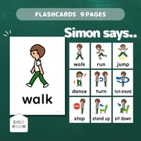 Simon saysゲーム〈Simon says Flashcards サイモンセッズゲーム 指示ゲームピクチャーカード〉９pages