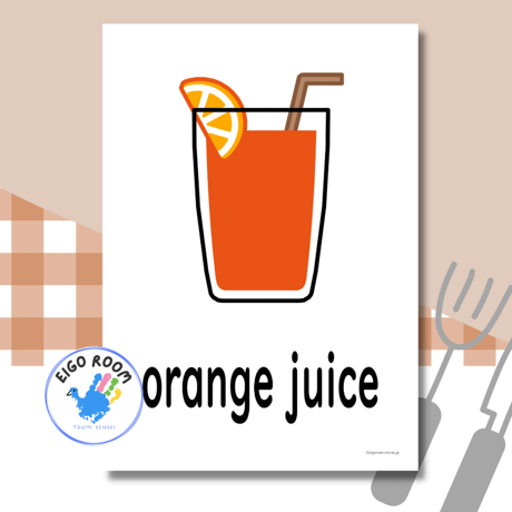 絵カード〈『Let's try!１』完全対応◎  Foods and Drinks Flashcards 飲み物食べ物ピクチャーカード〉 １４pages