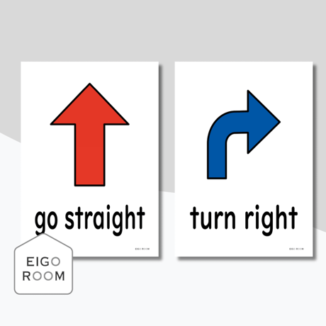 絵カード〈『Here We Go!５』完全対応◎ Directions Flashcards 位置・道案内ピクチャーカード〉 １２pages