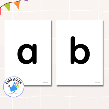 アルファベットカード〈 Lowercase Alphabet Flashcards 小文字アルファベットピクチャーカード〉 26pages