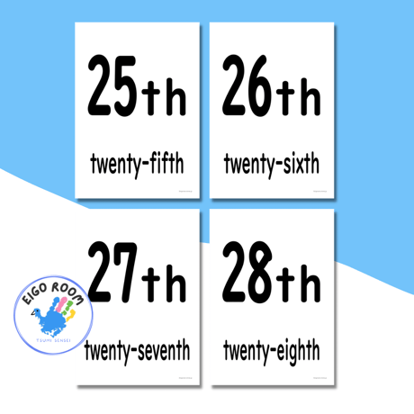 絵カード〈Dates Flashcards 日付ピクチャーカード〉 ３１pages