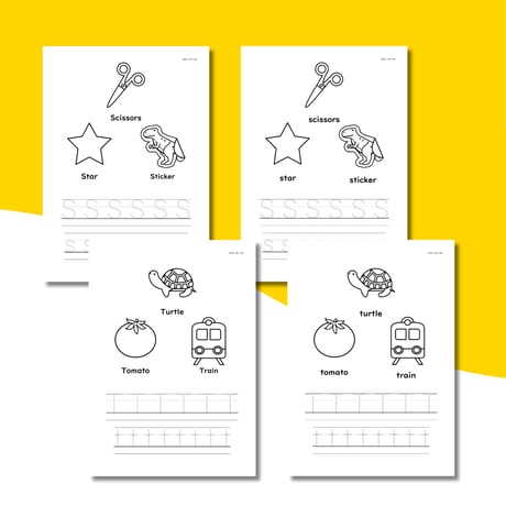 ワークシート〈Alphabet Letters Tracing Pages アルファベットなぞり書き&ぬりえワークシート〉 52pages