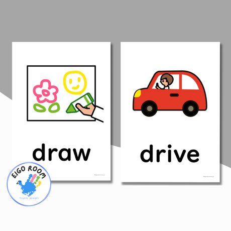 絵カード〈『New Horizon５・６』完全対応◎  Action Verbs Flashcards 動き・動作・動詞ピクチャーカード⑤〉 １２pages