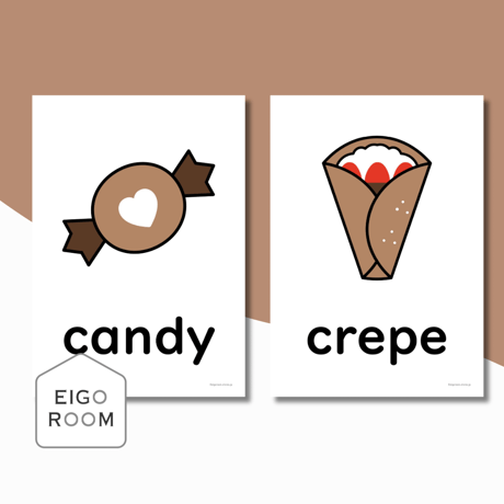 絵カード〈Valentine’s Day Dessert Flashcards バレンタインデザートピクチャーカード〉 １２pages