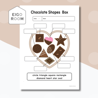 ワークシート〈Chocolate Shapes Box Worksheet チョコレートx形ワークシート〉 １page