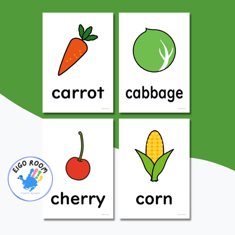 絵カード〈『New Horizon５・６』完全対応◎  Vegetables and Fruits Flashcards 野菜と果物ピクチャーカード〉 ３４pages