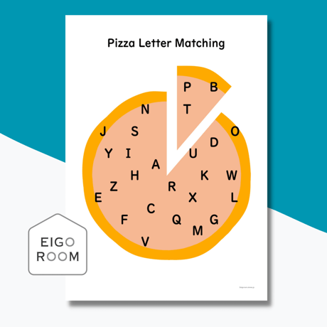 アクティビティ〈Pizza Letter Matching ピザの大文字小文字あわせ〉 2pages